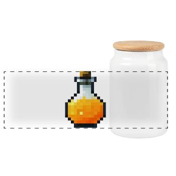 Potion pixel art style retro 8 bit - Panoramic Cookie Jar with Wooden Lid - white - Front