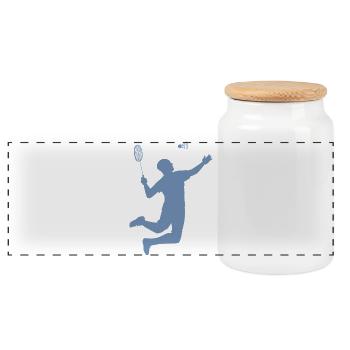 Minimalistisches Badminton Silhouette Design - Panorama Keksdose mit Holzdeckel - Weiß - Vorne