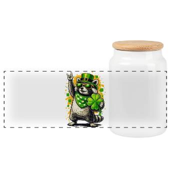 Waschbär St Patricks Day Kleeblatt Lustig - Panorama Keksdose mit Holzdeckel - Weiß - Vorne