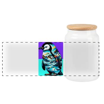 pingouin - Boîte à biscuits avec couvercle en bois - blanc - Devant