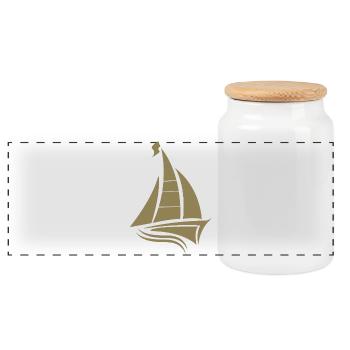 voilier voilier sailor silhouette minimaliste - Boîte à biscuits avec couvercle en bois - blanc - Devant