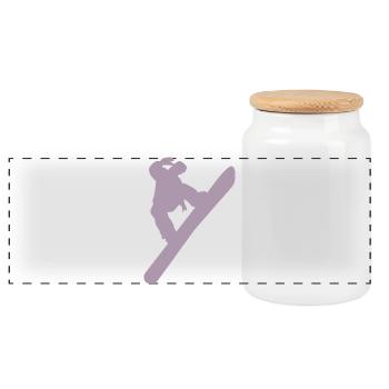 Snowboarder Silhouette Winter Sport Snow - Panoramic Cookie Jar with Wooden Lid - white - Front