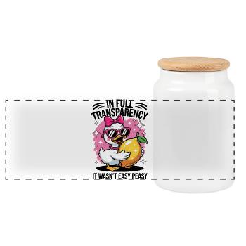 Canard sucré au citron – En pleine transparence - Boîte à biscuits avec couvercle en bois - blanc - Devant
