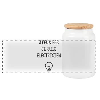 J'peux Pas Je Suis Électricien : Tension Maximale - Boîte à biscuits avec couvercle en bois - blanc - Devant