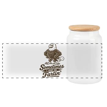 Sometimes I just fart. - Panoramic Cookie Jar with Wooden Lid - white - Front