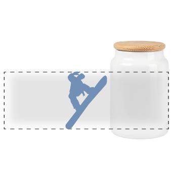 Minimalist snowboarder winter sports - Panoramic Cookie Jar with Wooden Lid - white - Front