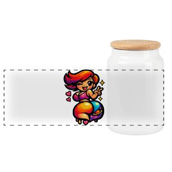 Femme danseuse de l’espace Kawaii - Boîte à biscuits avec couvercle en bois - blanc - Devant