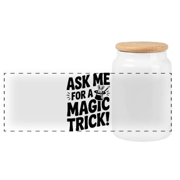 Demande-moi un tour de magie ! - Boîte à biscuits avec couvercle en bois - blanc - Devant