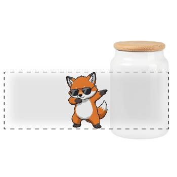 Dabbing Fox - Panoramic Cookie Jar with Wooden Lid - white - Front