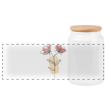 Blume - Panorama Keksdose mit Holzdeckel - Weiß - Vorne