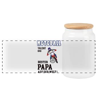 Motoball Spieler Motoballer Papa Vater Mann - Panorama Keksdose mit Holzdeckel - Weiß - Vorne