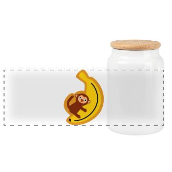 T-shirt banane singe drôle Un petit t-shirt jungle animal mignon - Boîte à biscuits avec couvercle en bois - blanc - Devant