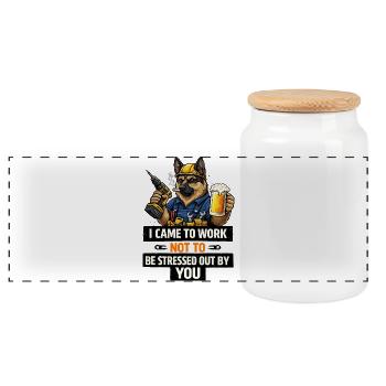 Hardworking Hound : Je suis venu travailler - Boîte à biscuits avec couvercle en bois - blanc - Devant
