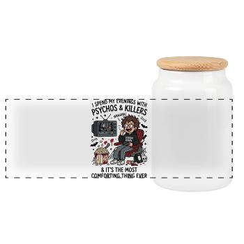 Humour de films psychopathes et tueurs - Boîte à biscuits avec couvercle en bois - blanc - Devant