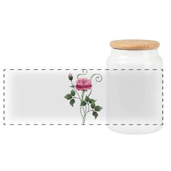 Blume - Panorama Keksdose mit Holzdeckel - Weiß - Vorne