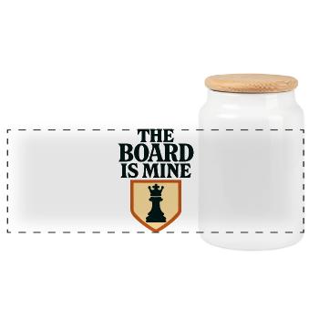 Maître du Jeu d'Échecs Reine et Bouclier - Boîte à biscuits avec couvercle en bois - blanc - Devant