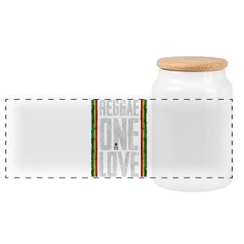 Reggae One Love Design - Panorama Keksdose mit Holzdeckel - Weiß - Vorne