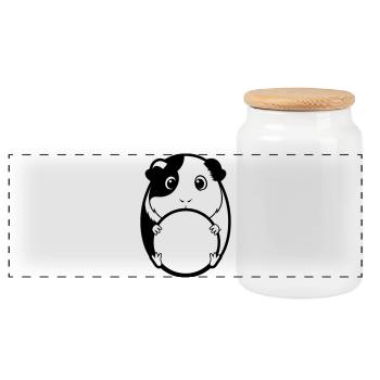 Dickes Meerschweinchen Comic - Panorama Keksdose mit Holzdeckel - Weiß - Vorne