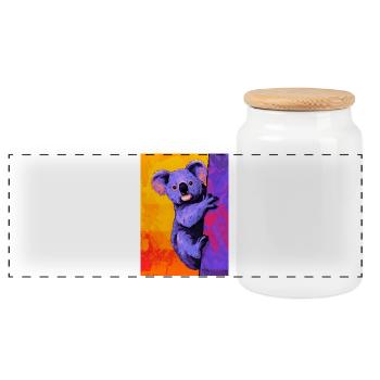 Koala - Panoramic Cookie Jar with Wooden Lid - white - Front