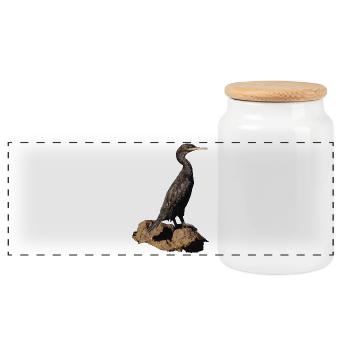 Kormoran - Panorama Keksdose mit Holzdeckel - Weiß - Vorne