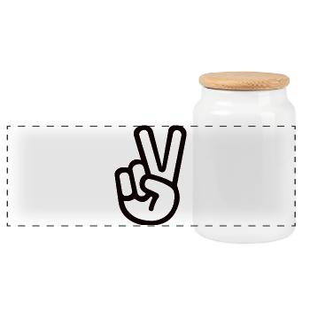 Peace Hand Sign – Victory Symbol - Panoramic Cookie Jar with Wooden Lid - white - Front
