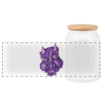diable violet - Boîte à biscuits avec couvercle en bois - blanc - Devant