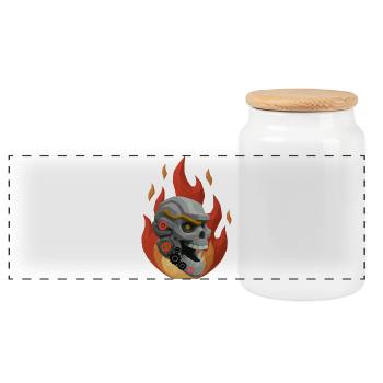 Metal Skull mit Zahnrädern T-Shirt-Design. - Panorama Keksdose mit Holzdeckel - Weiß - Vorne