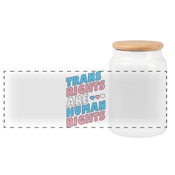 Mois de la Fierté LGBTQ - Les droits des personnes trans sont des droits humains - Boîte à biscuits avec couvercle en bois - blanc - Devant