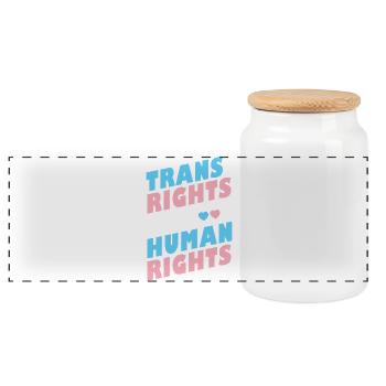Mois de la Fierté LGBTQ - Les droits des personnes trans sont des droits humains - Boîte à biscuits avec couvercle en bois - blanc - Devant