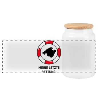 Meine Letzte Rettung! (Mallorca / Urlaub / POS 3C) - Panorama Keksdose mit Holzdeckel - Weiß - Vorne
