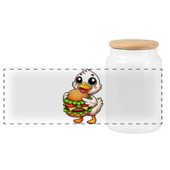 Dessin animé Drôle de Cheeseburger Cheeseburger Fast-Food - Boîte à biscuits avec couvercle en bois - blanc - Devant