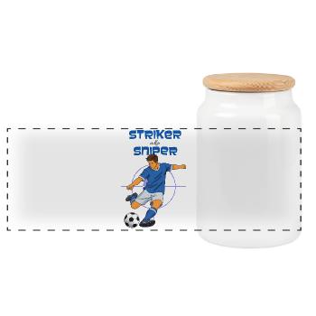 Thème de football Striker Sniper (Striker) - Boîte à biscuits avec couvercle en bois - blanc - Devant