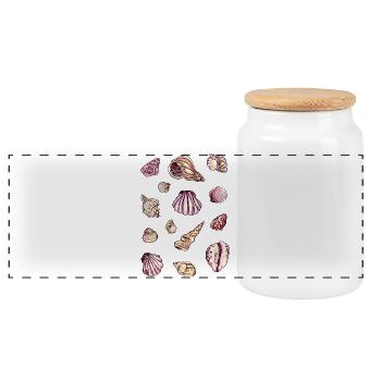 MUSSELS - Panoramic Cookie Jar with Wooden Lid - white - Front