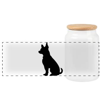Dog - Panoramic Cookie Jar with Wooden Lid - white - Front