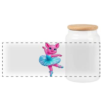 Cochon ballerine néon Animal dansant mignon - Boîte à biscuits avec couvercle en bois - blanc - Devant