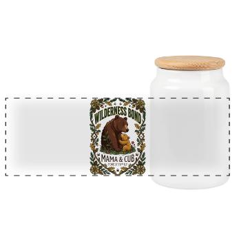  Mama Bear & Cub - Panoramic Cookie Jar with Wooden Lid - white - Front