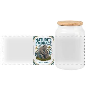  Bear Family - Panoramic Cookie Jar with Wooden Lid - white - Front