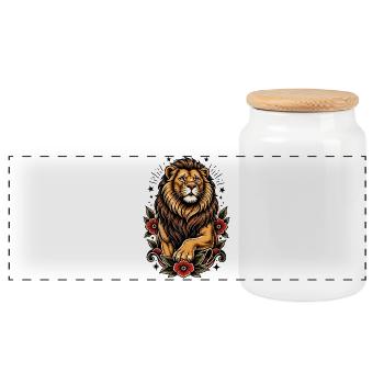 Leo Floral Inspiration - Panoramic Cookie Jar with Wooden Lid - white - Front
