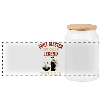 Grill Master Life Coach Legend - Dad Gift - Panoramic Cookie Jar with Wooden Lid - white - Front