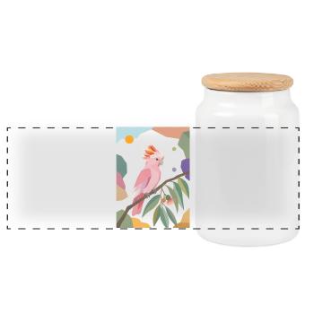 Rosa Kakadu Papagei Vogel Design - Panorama Keksdose mit Holzdeckel - Weiß - Vorne