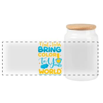 Nail Designer Nail Designer Cosmetics Nail Salon - Panoramic Cookie Jar with Wooden Lid - white - Front