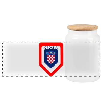 Croatian Coat of Arms Emblem - Panoramic Cookie Jar with Wooden Lid - white - Front