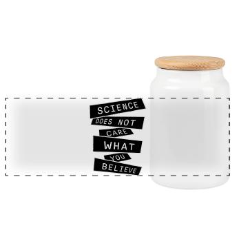 Science Does Not Care What You Believe Facts Logo - Panoramic Cookie Jar with Wooden Lid - white - Front