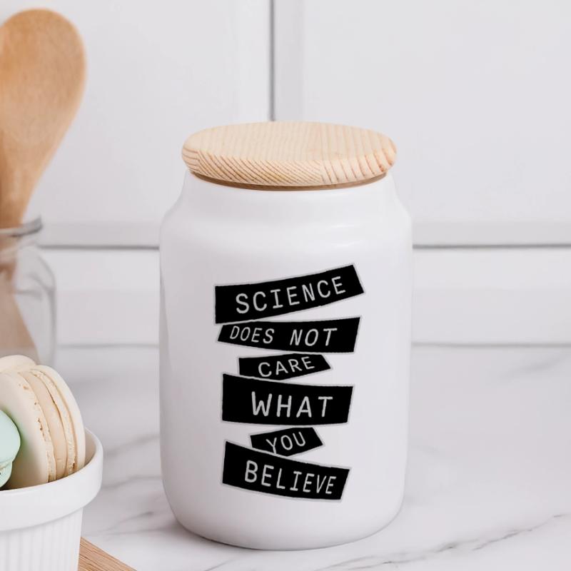 La science se moque de ce que vous croyez Logo des faits Boîte à biscuits avec couvercle en bois
