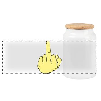 Stinky Finger Illustration - Panoramic Cookie Jar with Wooden Lid - white - Front