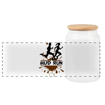 Mud Run Duo – Modder Runners - Panorama Keksdose mit Holzdeckel - Weiß - Vorne