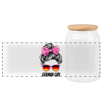 Germany Flag Flag Woman Sunglasses Fan - Panoramic Cookie Jar with Wooden Lid - white - Front