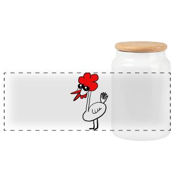 chicken chickens poultry funny - Panoramic Cookie Jar with Wooden Lid - white - Front