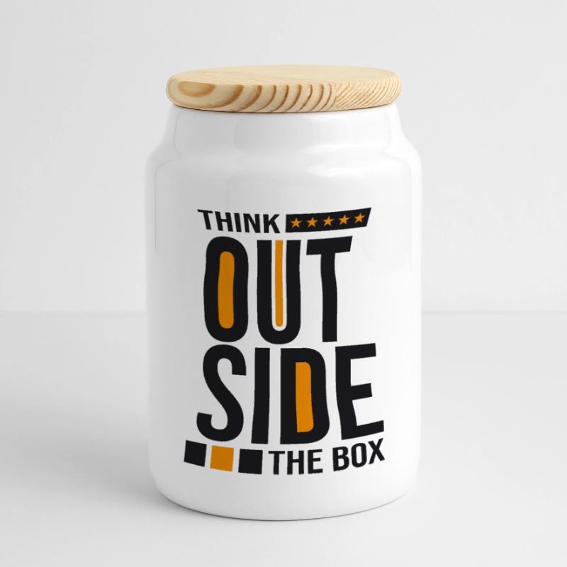 Think Outside the Box – Creative Mindset Statement Panoramic Cookie Jar with Wooden Lid