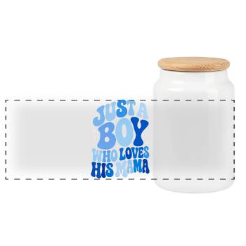 Just A Boy Who Loves His Mama - Panorama Keksdose mit Holzdeckel - Weiß - Vorne
